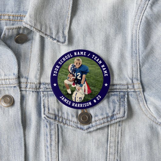 Custom Football Team Photo Ronde Button 7,6 Cm (In situ)