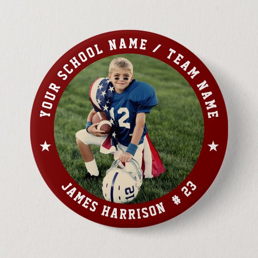 Custom Football Team Photo Ronde Button 7,6 Cm (Voorkant)