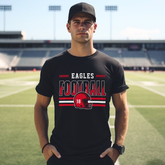 Custom Football Team Rood en Zwart Mannen T-shirt