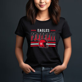 Custom Football Team Rood en Zwart Vrouwen Tri-Blend Shirt