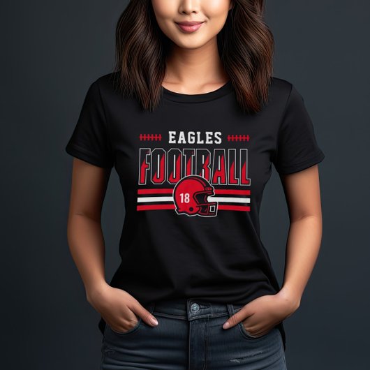 Custom Football Team Rood en Zwart Vrouwen Tri-Blend Shirt