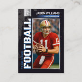 Custom Football Trading Card, Blue Power Player Contactkaartje (Voorkant)