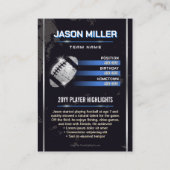 Custom Football Trading Card, Blue Power Player Contactkaartje (Achterkant)