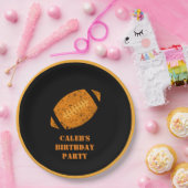 Custom Football Verjaardag Zwart en Goud Papieren Bordje (Feest)