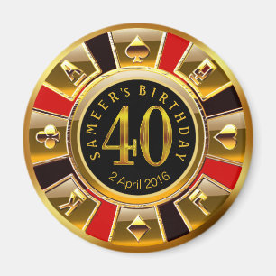 CUSTOM for Sheetal Vegas Casino Chip 40th Birthday Magneet