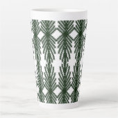 Custom Forest Green Pine Tree Abstract Pattern Latte Mok (Voorkant)