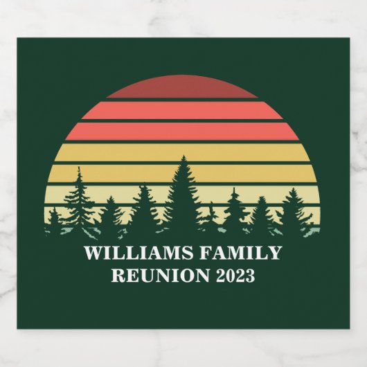 Custom Forest Sunset Family Reunion Party Sparkling Wijnetiket (Enkel label)