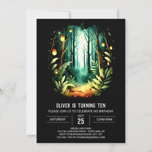 Custom Forest Whimsical Woodland Verjaardag Kaart (Voorkant)