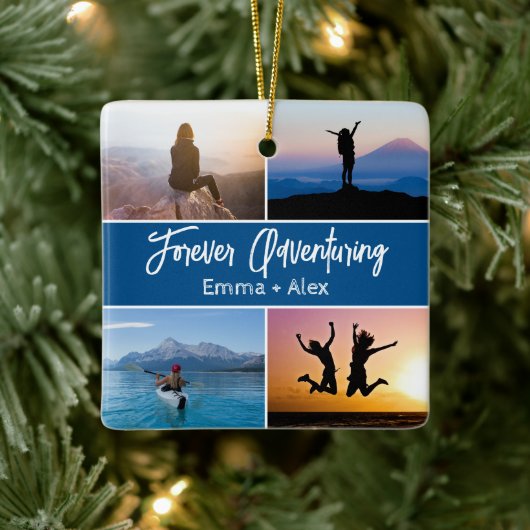 Custom Forever Adventuring 8 Fotocollage Keramisch Ornament (Boom)