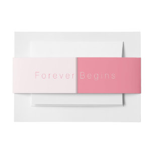 Custom Forever Begins Roos Roze Bruiloft Uitnodigingen Wikkel
