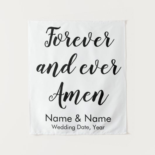 Custom Forever en Ever Amen gepersonaliseerde brui Wandkleed (Voorkant)