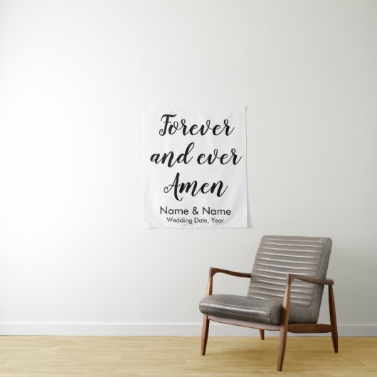 Custom Forever en Ever Amen gepersonaliseerde brui Wandkleed (In situ)