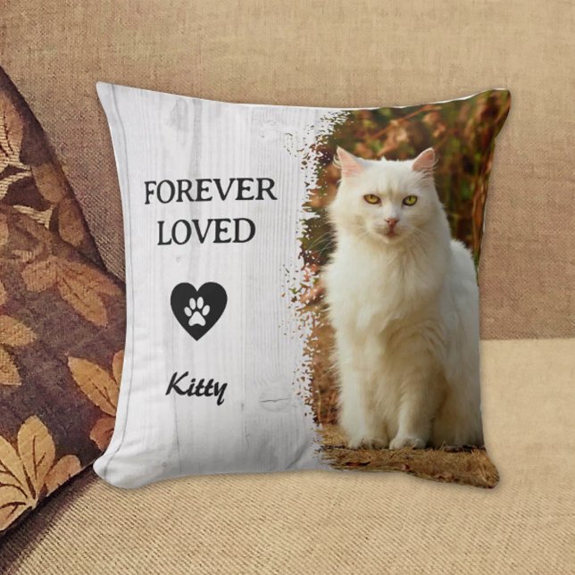 Custom Forever Loved Cat Photo Throw Pillow Kussen (Creator heeft geüpload)