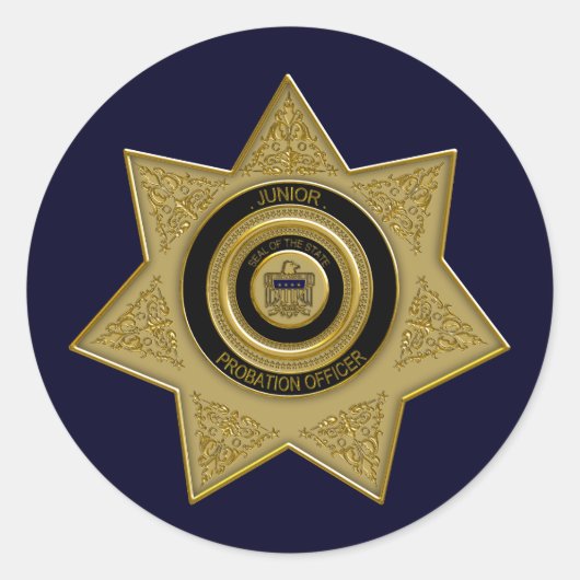 Custom-FORSCHLER-Probation Officer Gold Badge Ronde Sticker (Voorkant)