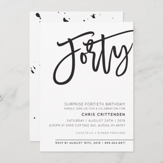 CUSTOM FORTY modern verjaardagsfeestje voor Chris Kaart (Voorkant / Achterkant)