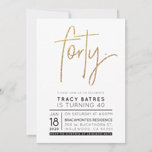 CUSTOM FORTY modern verjaardagsfeestje voor Tracy Kaart (Voorkant)