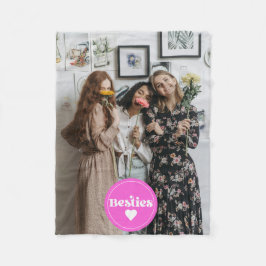 Custom Foto Besties Vrienden Retro Typografie Roze Fleece Deken
