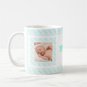 Custom Foto Blauw Patroon Moederdag Mama Koffiemok