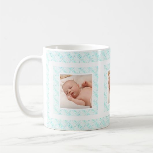 Custom Foto Blauw Patroon Moederdag Moeder Mama Koffiemok (Links)