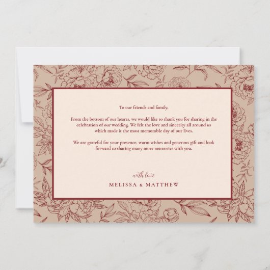 Custom Foto Bloem Dubbele Xi Chinese Bruiloft Bedankkaart (Achterkant)