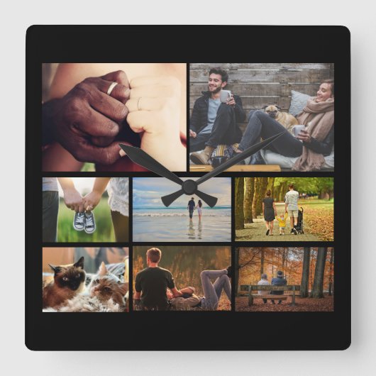 Custom Foto Coupled | 8 blades Vierkante Klok (Voorkant)