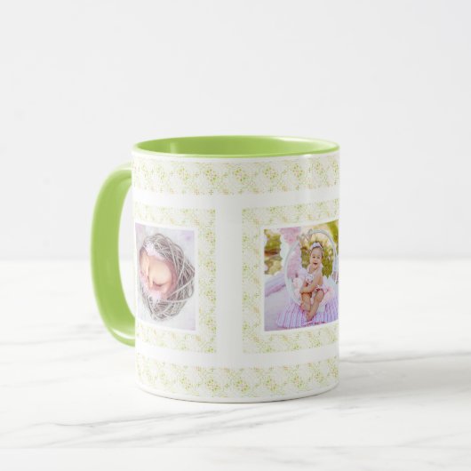 Custom Foto Groen Patroon Moederdag Moeder Mama Mok (Voorkant links)