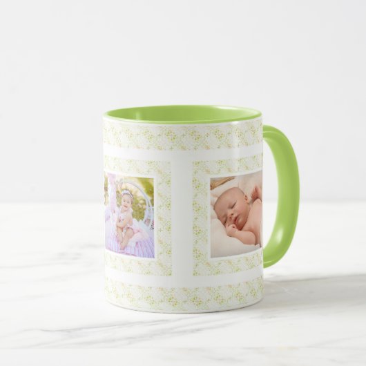 Custom Foto Groen Patroon Moederdag Moeder Mama Mok (Voorkant rechts)