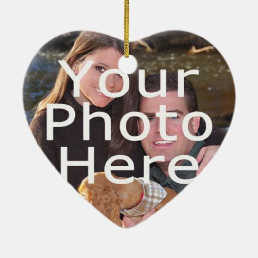 Custom Foto Hart Kerstversiering Keramisch Ornament (Achterkant)