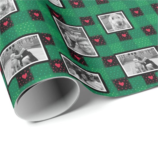 Custom Foto Hart Stippen Kerst Verpakking Papier (Rol Hoek)