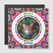 Custom Foto Kerstmis Kat Papa Kleurrijke Kaart (Voorkant / Achterkant)