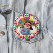 Custom Foto Levendige Roze Moederdag Keepsake Ronde Button 4,0 Cm (In situ)