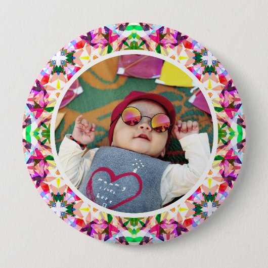 Custom Foto Levendige Roze Moederdag Keepsake Ronde Button 4,0 Cm (Voorkant)