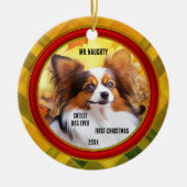 Custom Foto Plaid Schattigee Puppy Dog Keramisch Ornament (Voorkant)
