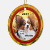 Custom Foto Plaid Schattigee Puppy Dog Keramisch Ornament (Links)