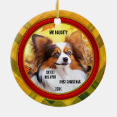 Custom Foto Plaid Schattigee Puppy Dog Keramisch Ornament (Achterkant)