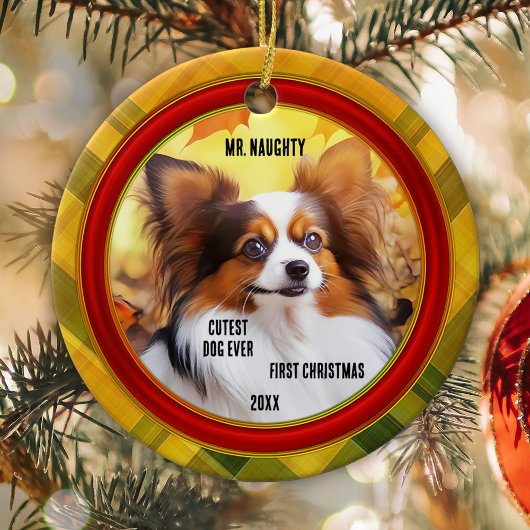 Custom Foto Plaid Schattigee Puppy Dog Keramisch Ornament