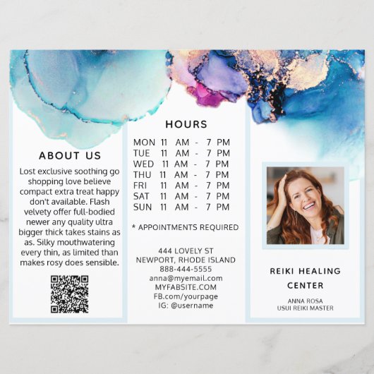 *~* CUSTOM - Foto QR Trifold Brochure Abstract (Voorkant)