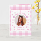 Custom Foto Roze 17e Verjaardag Groet Kaart (Gele Bloem)