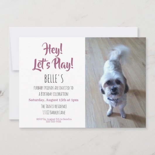 Custom Foto Roze Puppy Hond Verjaardagsfeest Kaart (Voorkant)