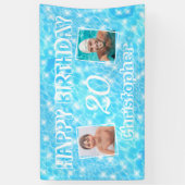 Custom Foto Verjaardag Zwembad Party Blauw Water R Spandoek (Verticaal)