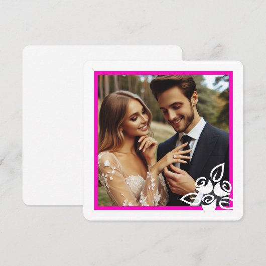 Custom Foto Witte Rozen Valentijn Verloving Kaart (Voorkant / Achterkant)