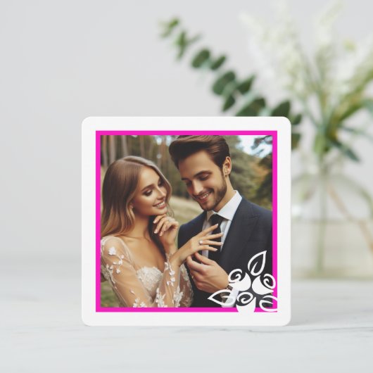 Custom Foto Witte Rozen Valentijn Verloving Kaart (Staand voorkant)