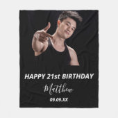 Custom foto zwart wit modern guy verjaardag fleece deken (Voorkant)