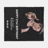 Custom foto zwart wit modern guy verjaardag fleece deken (Voorkant (Horizontaal))