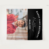 Custom foto zwart wit modern guy verjaardag wandkleed (Voorkant (horizontaal))
