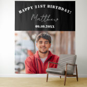 Custom foto zwart wit modern guy verjaardag wandkleed (In situ)