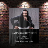 Custom foto zwart wit modern guy verjaardag wandkleed