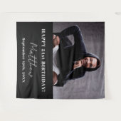 Custom foto zwart wit modern guy verjaardag wandkleed (Voorkant (horizontaal))