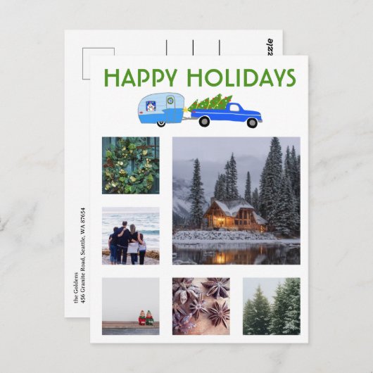 CUSTOM FOTO'S Vrachtwagen Camper Kerstvakantie Briefkaart (Voorkant / Achterkant)