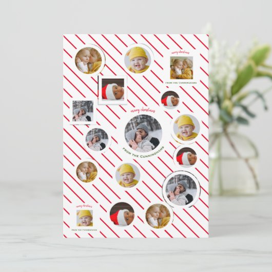 Custom Four-Photo 🎄 Feestelijke Kerst Kaart (Staand voorkant)